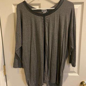 Tunic length top with leather stripe